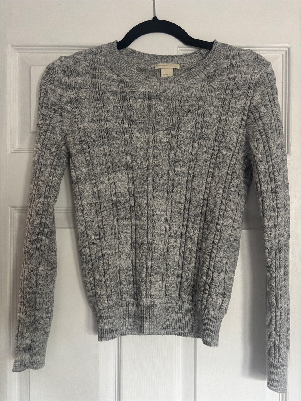 H&M Light Grey Cable Knit Crewneck Sweater